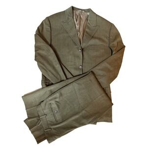 Vintage PRADA Milano Olive Wool Suit 52R Italian Tailoring Minimalist Luxury Set